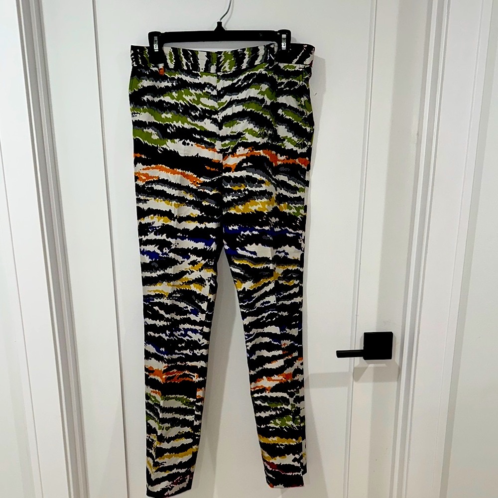 New MISSONI Made in Italy 100% Silk Multicolour Ankle Pants Size EU 40 US 6